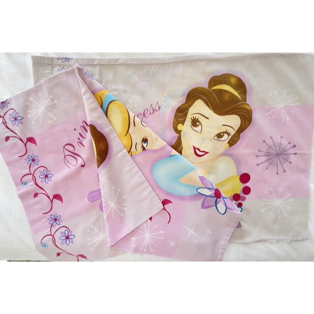 3 Pc DISNEY PRINCESS Sheet Set TWIN Flat & PAIR of 2-Sided Standard Pillowcases - Picture 12 of 16